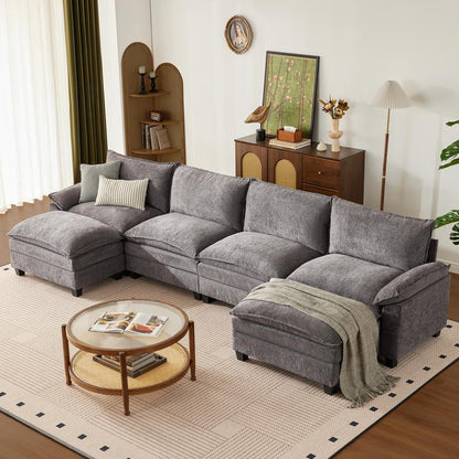 The Flex — L/U Modular Cloud Sofa with Ottoman Table