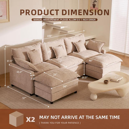 The Cloud — 108" U-Shaped Modular Sofa